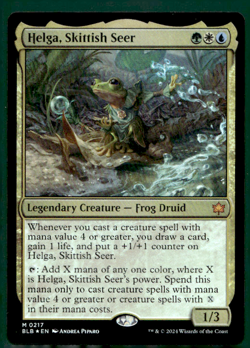 HELGA, SKITTISH SEER FOIL BLOOMBURROW BLB MYTHIC LEGENDARY FROG DRUID MTG 217 - Image 1