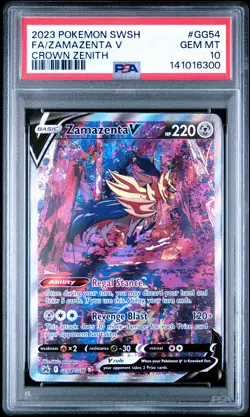 2023 POKEMON SWORD & SHIELD CROWN ZENITH #GG54 FULL ART/ZAMAZENTA V PSA 10 - Image 1