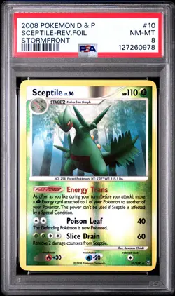 2008 POKEMON DIAMOND & PEARL STORMFRONT #10 SCEPTILE-REVERSE FOIL PSA 8 - Image 1