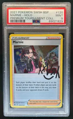 2019-2023 Pokemon SWSH Black Star Promos Marnie #SWSH120 PSA 9 - Image 1
