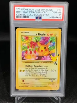 2021 Pokemon Celebrations Birthday Pikachu Holo Black Star PSA 10 - Image 1