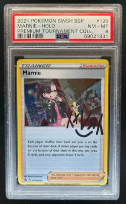 2019-2023 Pokemon SWSH Black Star Promos Marnie #SWSH120 PSA 8 - Image 1