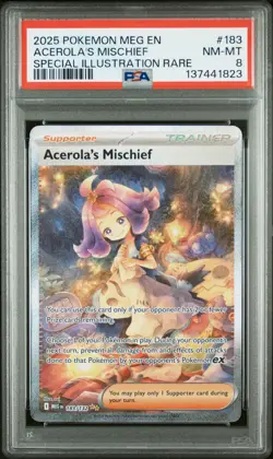 2025 POKEMON MEG SPECIAL ILLUSTRATION RARE #183 ACEROLA'S MISCHIEF PSA 8 - Image 1