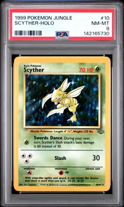 1999 POKEMON JUNGLE #10 SCYTHER-HOLO PSA 8 - Image 1