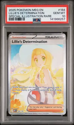 2025 POKEMON MEG SPECIAL ILLUSTRATION RARE #184 LILLIE'S DETERMINATION PSA 10 - Image 1
