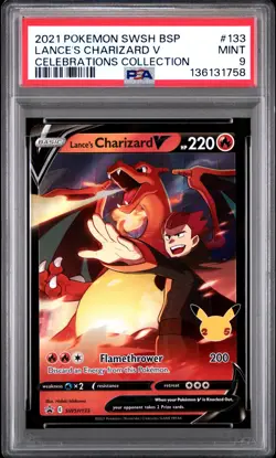 2021 POKEMON SWSH PROMO CELEBRATIONS COLLECTION LANCE'S CHARIZARD V PSA 9 - Image 1