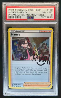 2019-2023 Pokemon SWSH Black Star Promos Marnie #SWSH120 PSA 8 - Image 1