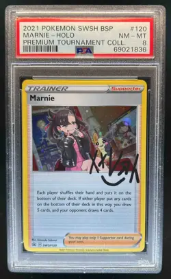 2019-2023 Pokemon SWSH Black Star Promos Marnie #SWSH120 PSA 8 - Image 1