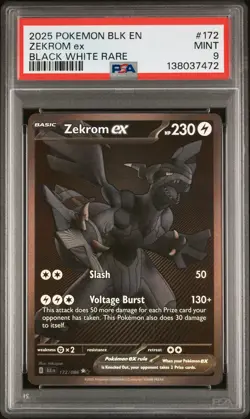 2025 POKEMON BLK EN-BLACK BOLT BLACK WHITE RARE #172 ZEKROM EX PSA 9 - Image 1