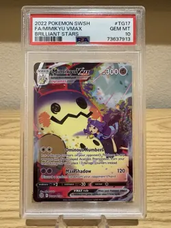 2022 POKEMON SWORD & SHIELD BRILLIANT STARS #TG17 FULL ART/MIMIKYU VMAX PSA 10 - Image 1