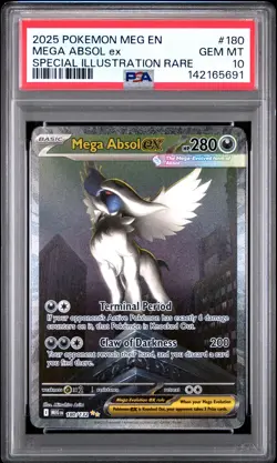 2025 POKEMON MEG EN-SPECIAL ILLUSTRATION RARE #180 MEGA ABSOL EX PSA 10 - Image 1