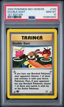 2000 POKEMON NEO GENESIS 1ST ED #100 DOUBLE GUST PSA 10 - Image 1