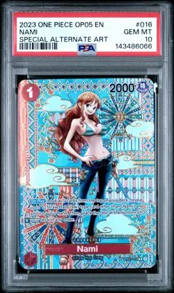 2023 ONE PIECE OP05-AWAKENING OF THE NEW ERA SPECIAL ALTERNATE ART NAMI PSA 10 - Image 1