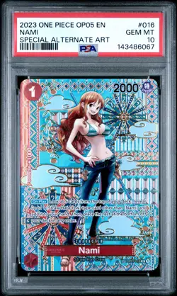 2023 ONE PIECE OP05-AWAKENING OF THE NEW ERA SPECIAL ALTERNATE ART NAMI PSA 10 - Image 1