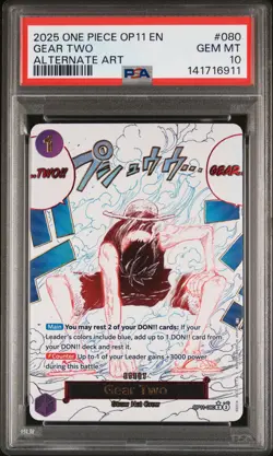 2025 ONE PIECE OP11-A FIST OF DIVINE SPEED ALTERNATE ART #080 GEAR TWO PSA 10 - Image 1