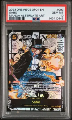2023 ONE PIECE OP04-KINGDOMS OF INTRIGUE MANGA ALTERNATE ART #083 SABO PSA 10 - Image 1