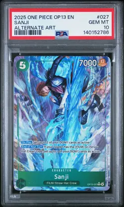 2025 ONE PIECE OP13-CARRYING ON HIS WILL ALTERNATE ART #027 SANJI PSA 10 - Image 1
