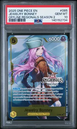 2025 ONE PIECE OFFLINE REGIONALS PACK 2025 SEASON 2 #085 JEWELRY BONNEY PSA 10 - Image 1