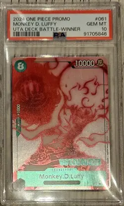 2024 MONKEY D. LUFFY ONE PIECE PROMOS #061 UTA DECK BATTLE-WINNER PSA 10 - Image 1
