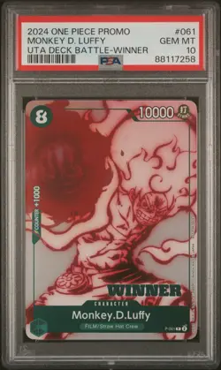2024 One Piece Promo Monkey D. Luffy 061 Uta Deck Battle Winner PSA 10 ENGLISH - Image 1