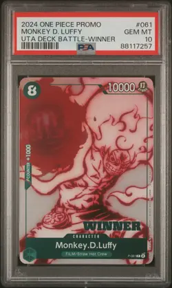 2024 One Piece Promo Monkey D. Luffy 061 Uta Deck Battle Winner PSA 10 ENGLISH - Image 1