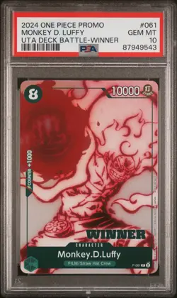2024 One Piece Promo Monkey D. Luffy 061 Uta Deck Battle Winner PSA 10 ENGLISH - Image 1