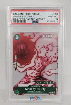 2024 One Piece Promo Monkey D. Luffy 061 Uta Deck Battle Winner PSA 10 ENGLISH - Image 3