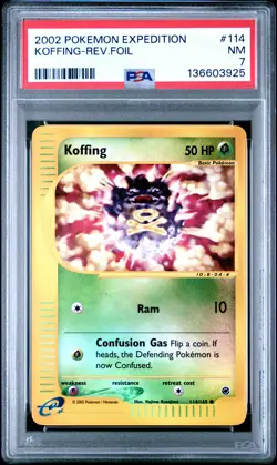 2002 POKEMON EXPEDITION #114 KOFFING-REVERSE FOIL PSA 7 - Image 1