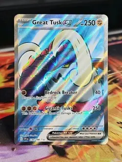 Great Tusk ex 230/198 Scarlet & Violet Full Art Ultra Rare Holo Pokemon Card NM - Image 1