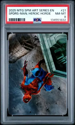 2025 MTG MARVEL'S SPIDER-MAN ART SERIES #21 SPIDERS-MAN, HEROIC HORDE PSA 8 - Image 1