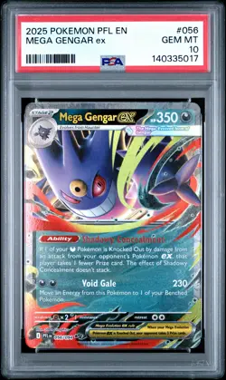 2025 POKEMON PFL EN-PHANTASMAL FLAMES #056 MEGA GENGAR EX PSA 10 - Image 1