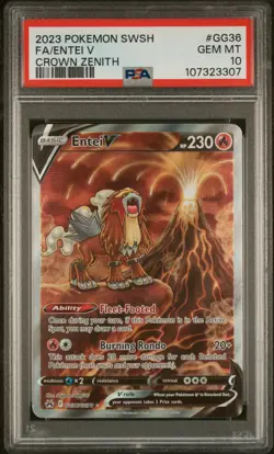 2023 Pokemon Sword And Shield Crown Zenith Entei V Fa Full Art PSA 10 #GG36 - Image 1