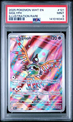 2025 POKEMON WHT EN-WHITE FLARE ILLUSTRATION RARE #121 SIGILYPH PSA 9 - Image 1