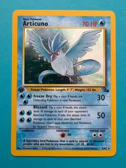 Pokemon TCG 1999 Fossil Articuno 1st Edition Holo 2/62 - LP/MP - Image 1