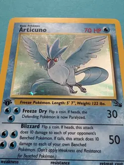 Pokemon TCG 1999 Fossil Articuno 1st Edition Holo 2/62 - LP/MP - Image 4