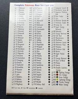 Pokemon Base Set Jungle & Fossil Card List 1999 WOTC Card Lists - Image 5