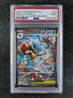 2025 Pokemon MEGA LUCARIO EX 179/132 Mega Evolution SIR Holo English PSA 9 - Image 1