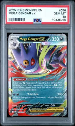 2025 POKEMON PFL EN-PHANTASMAL FLAMES #056 MEGA GENGAR EX PSA 10 - Image 1