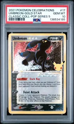 2021 POKEMON CELEBRATIONS CLASSIC COLLECTION #17 UMBREON-GOLD STAR PSA 10 - Image 1