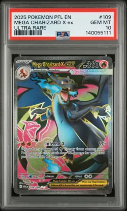 2025 POKEMON PFL EN-PHANTASMAL FLAMES ULTRA RARE #109 MEGA CHARIZARD X EX PSA 10 - Image 1