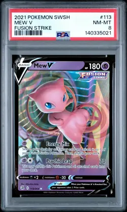 2021 POKEMON SWORD & SHIELD FUSION STRIKE #113 MEW V PSA 8 - Image 1