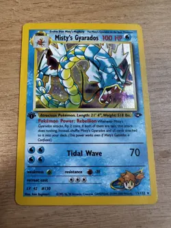 Pokemon Gym Challenge Misty's Gyarados Holo Rare Card 13/132 1st Edition SWIRL - Image 1