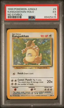 1999 Pokemon Jungle Kangaskhan Holo 5/64 No Symbol Error PSA 5 - Image 1
