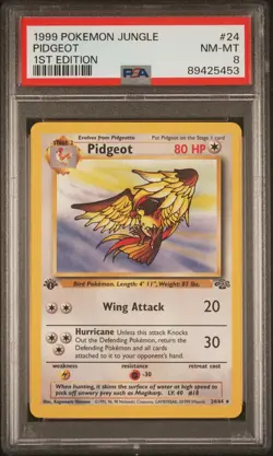 Pokemon TCG Jungle Pidgeot 24/64 Regular Non-Holo 1st Edition PSA 8 - Image 1