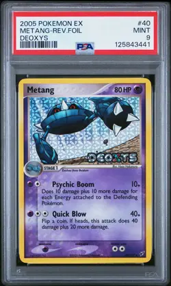 2005 POKEMON EX DEOXYS #40 METANG-REVERSE FOIL PSA 9 - Image 1