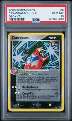 2005 POKEMON EX DEOXYS #6 CRAWDAUNT-HOLO PSA 10 - Image 1