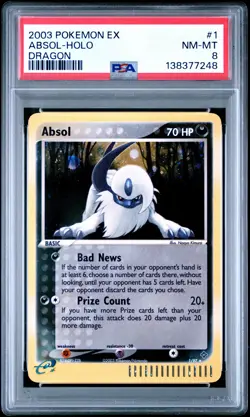 2003 POKEMON EX DRAGON #1 ABSOL-HOLO PSA 8 - Image 1