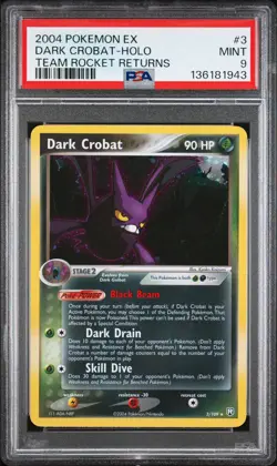 2004 POKEMON EX TEAM ROCKET RETURNS #3 DARK CROBAT-HOLO PSA 9 - Image 1