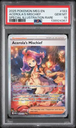 2025 POKEMON MEGA EVOLUTION SPECIAL ILLUSTRATION RARE ACEROLA'S MISCHIEF PSA 10 - Image 1