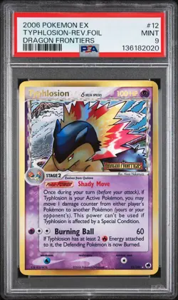 2006 POKEMON EX DRAGON FRONTIERS #12 TYPHLOSION-REVERSE FOIL PSA 9 - Image 1